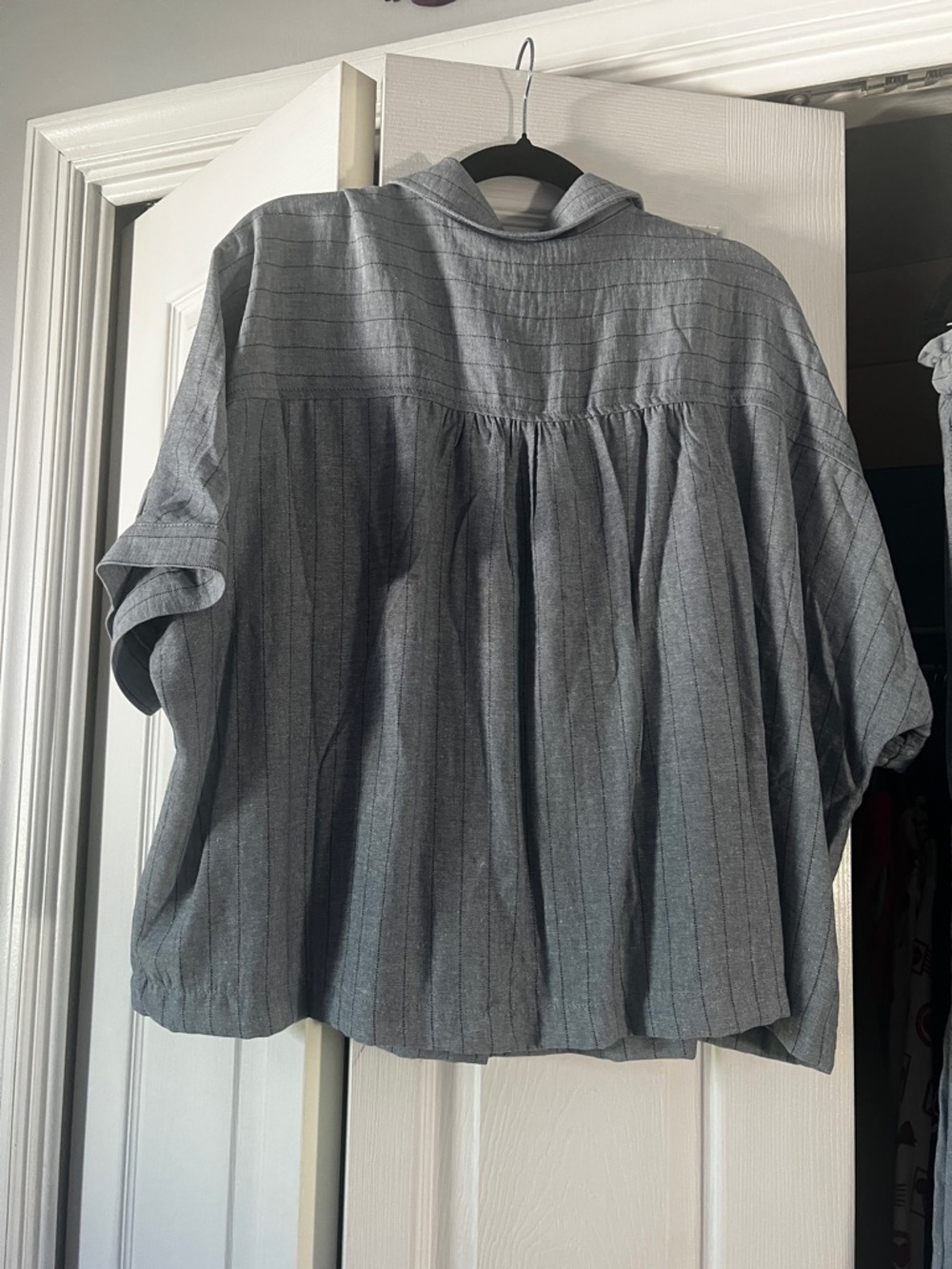 Max Studio Gray Pinstripe Drawstring Wide-Leg Pants & Blouse - Picture 7 of 8